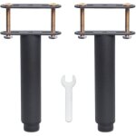 Pied de lit universel pour sommier  lattes sans perage hauteur: 18cm( + 15cm) reglable noir metallique ...