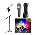 Pied de microphone professionnel t�lescopique avec perche potence + fixation support micro + micro dynamique ...