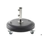 Pied de parasol rond � roulettes noir 50kg en b�ton - hesp�ride