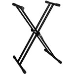 Pied support double pour clavier / piano / synth� - ibiza sound - double x - hauteur r�glable - manchons ...