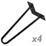 Pieds de table pour meubles et bureau en acier 2 tiges 30 cm noir