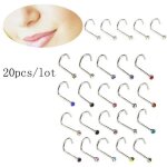 Piercings nez - haopyou - lot de 20 - acier chirurgical - multicolore - bijoux de peau