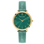 Montre femme - pierre lannier - chouquette - acier doré - cuir vert - Étanchéité 30m Montre femme - pierre lannier - chouquette - acier doré - cuir vert - Étanchéité 30m