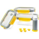 Boites alimentaires sous vide en verre pika - lot de 3 - micro - ondes four conglateur