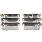 Lot de 7 boites alimentaires en inox - pika - hermétique - compatible four micro - ondes congélateur Lot de 7 boites alimentaires en inox - pika - hermétique - compatible four micro - ondes congélateur
