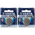 Piles bouton lithium cr2450 3v varta x2