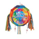 Piata  tirer rond joyeux anniversaire color