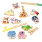 Pinces � la ligne applepop - jeu dadresse pour enfants - 2 pinces + 10 animaux + 1 sac - jouet en bois ...