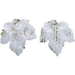 Pince  rideaux - yvan moins cher - lot de 2 - mtal blanc - or - dcor feuille - grand modle