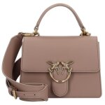 Sac � main pinko love one en cuir beige 20 cm - marron - femme - bride � bouton