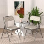 Chaise pliante robuste en tissu et mtal - pipipoxer - lot de 2 - gris - bureau - 200 kg