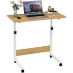 Table dappoint - pipipoxer - roulante de lit canap - 80x40 cm - rglable 62 / 90 cm - chne&blanc