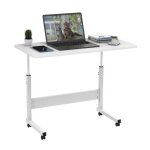 Table roulante de lit canap - pipipoxer - rglable en hauteur - 80x40x62 / 90 cm - blanc