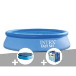 Kit piscine autoport�e intex easy set 244 x 061 m + b�che de protection + b�che � bulles