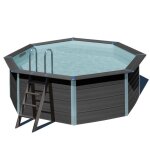 Piscine en bois composite octogonale �4. 10 m x h. 1. 24 m - gre - hors - sol - noir