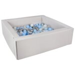 Piscine  balles carre velinda - 200 balles - gris / perle transparent bleu clair argent
