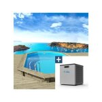 Piscine bois miami 130 - 4. 86 x 3. 36 x 1. 30 m + pompe � chaleur 3. 5 kw / h - hayward - micro - noir ...