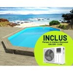 Piscine bois florida 130 - 6. 57 x 4. 57 x 1. 31 m + pompe � chaleur 6 kw / h inverter powerline by hayward ...