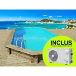 Piscine bois sevilla 130 - 8. 57 x 4. 57 x 1. 31 m + pompe � chaleur 6 kw / h inverter powerline by hayward ...