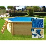 Piscine bois hawai - 4. 10 x 1. 20 m + b�che � bulles 180 + b�che hiver 280 gr / m�