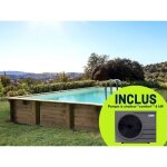 Piscine bois en kit rectangle tampa 145 - 7. 20 x 4. 20 x 1. 44 + pompe � chaleur 6 kw / h inverter powerline ...