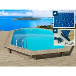 Piscine bois miami 145 - 4. 86 x 3. 36 x 1. 45 m + b�che � bulles 180 � + b�che hiver 280 gr / m�