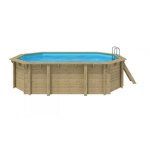 Piscine bois octogonale emeo swimwood - marque no name - 541 x 350 x h 131 m - 14m3 - filtre  sable