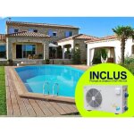 Piscine bois palma 130 - 7. 57 x 4. 07 x 1. 31 m + pompe � chaleur pour piscine 6 kw / h inverter powerline ...
