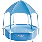 Piscine avec cadre en m�tal - intex - 183m x 38cm - 700l - auvent et pulv�risateur int�gr�