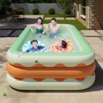 Piscine gonflable 3 couches pliable pvc soufflant pour enfant - omabeta - rond - orange - a partir de ...