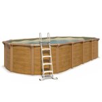 Piscine hors sol acier ovale 730 x 365 x 132 m aspect bois osmose