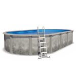 Piscine hors sol acier et rsine ovale 760 x 455 x 132 m gris dgrad liberty