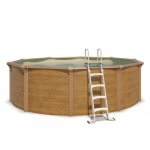 Piscine hors sol acier ronde  455 x 132 m aspect bois osmose