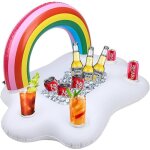 Piscine porte - gobelet gonflable nuage arc - en - ciel flottant boisson salade fruits bar piscine fte ...