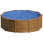 Piscine hors sol acier ronde imitation bois - gre - pacific - diam�tre 480m - filtre � sable et �chelle ...