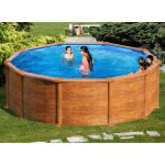Piscine hors - sol acier ronde mauritius 460 x 132 m - gr� - filtre � sable - marron