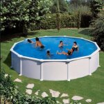 Piscine hors sol - gre - ronde - acier laqu� blanc - 550 x 132 cm - filtration � sable