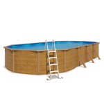 Piscine hors sol acier ovale 915 x 455 x 120 m aspect bois canyon