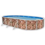 Piscine hors sol ovale en acier toi - rocalla - 730x366x120cm - filtre � sable - skimmer