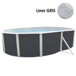 Kit piscine hors sol ovale toi 550x336x132 anthracite magnum compact - filtre � sable 36m3 - h - liner ...