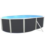 Toi piscine hors sol ovale mallorca - 500 x 366 x 120 cm - gris anthracite (kit complet piscine filtre ...