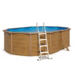 Piscine hors sol acier ovale 490 x 365 x 120 m aspect bois canyon