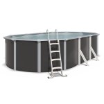 Piscine hors sol acier ovale 610 x 365 x 132 m anthracite varuna