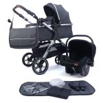 Pixini nelio - poussette combine 3en1 - nacelle sige auto i - size (r129) - glossy silver - roues 10 ...