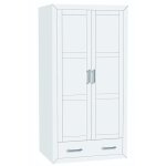 Placard armoire meuble de rangement en pin massif laqu blanc - longueur 105 x profondeur 55x hauteur ...