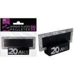 Marque - places - surprisez vous - 20 ans - ardoise noire - contour argent� - 8x3 cm
