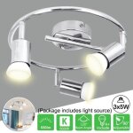 Plafonnier 3 spots led - orientables - ampoules gu10 - 5w 550lm - blanc chaud