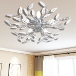 Plafonnier avec bras en acrylique blanc 5 ampoules e14lampe de plafond lustre moderne salon chambre salle ...