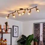 Plafonnier - hofstein - cairns - m�tal noir et dor� - 6 spots orientables - style vintage