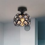 Plafonnier en cristal mtal fer lampe de plafond lustre e27 - tempsa - moderne - vintage - noir - 20x20cm ...